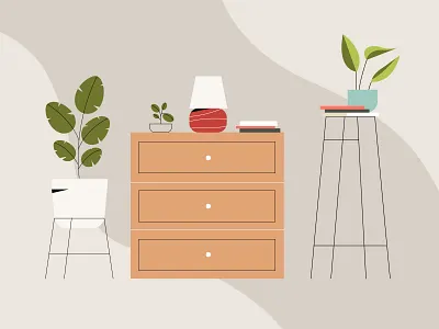 interior plants art color design illustration line pastel plant plant illustration vector