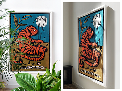 Tiger Rug chain detroit flower illustration plants rose rug tapestry tiger vin conti