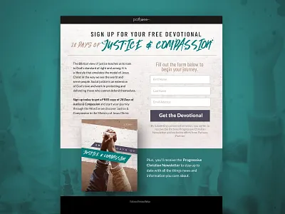 28 Days for Justice & Compassion Offer Page ebook form landing page typography unbounce unbounce design website
