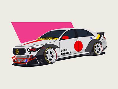 Mercedes W223 car drift driftt illest illustration jdm mercedes stance