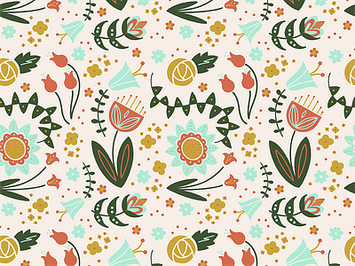 Modern Botanical Folk Art Pattern botanical floral pattern folk art modern folk art patter design pattern