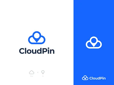 CloudPin Logo app application blue branding cloud logo cloudpin concept connect creative logo flat logo icon icons identity local location minimal modern logo monogram pin pin logo smart