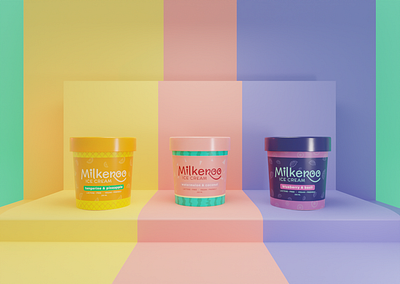 Milkeroo - Branding & Packaging for an Ice Cream (Collection) brand identity branding design ice cream mockup package packaging