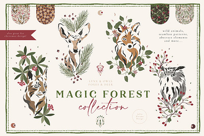 Magic Forest Collection art background clipart cliparts cllection decoration decorative design element floral floral elements flowers forest graphic design illustration illustrations magic magical vector watercolor