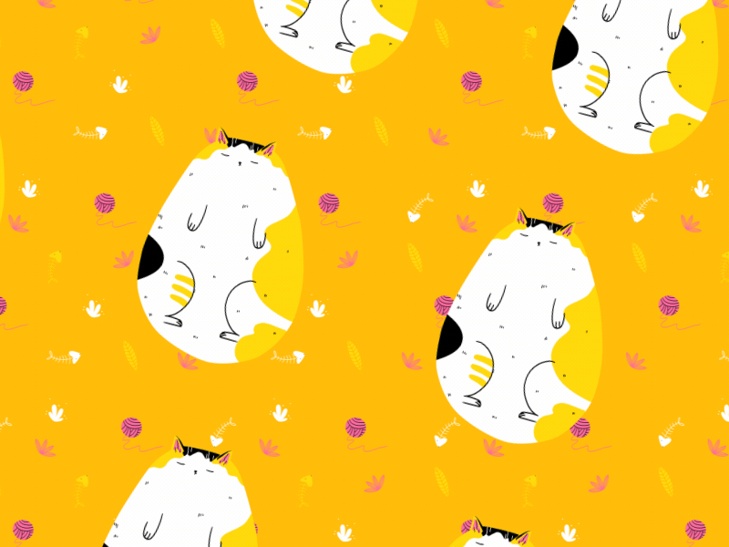 Infinite animated pattern 2d after effects cat cute fake rotation infiniteloop loop motiongraphics pattern patterns vector