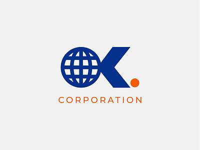 OK Corporation blue branding corporation design earth graphic design identity logo logos minimal minimalist ok sticker vector