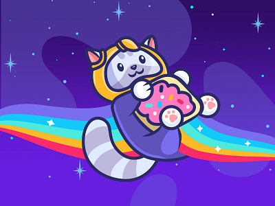 Astronyan astronaut cat cute illustration logo nyan cat