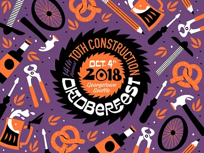 Oktoberfest Seal beer hammer octoberfest oktoberfest pattern pencil pretzel saw screwdriver t square tools