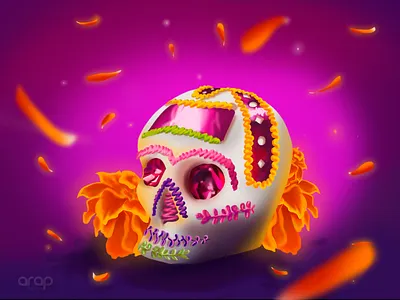 Calaverita de azúcar calavera calaverita calaveritadeazúcar candy cempasúchil colorful dayofthedead diademuertos digitalart digitalillustration dulces illustration mexico tradicionmexicana