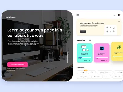 Collalearn - The Collaborative Online Learning Platform collaboration course app courses learning onboarding ui ui design uiux