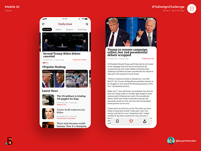 Week 6 #ToDesignChallenge - Morning Dose adobexd homepage homepage design illustration news newsapp ui ui design uidesign uiux