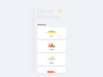 Microinteraction Labs breakfast card cta flat minimal popup simple ui