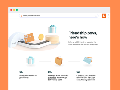 Refer friends, get rewarded - How To design honey invite money referral savings