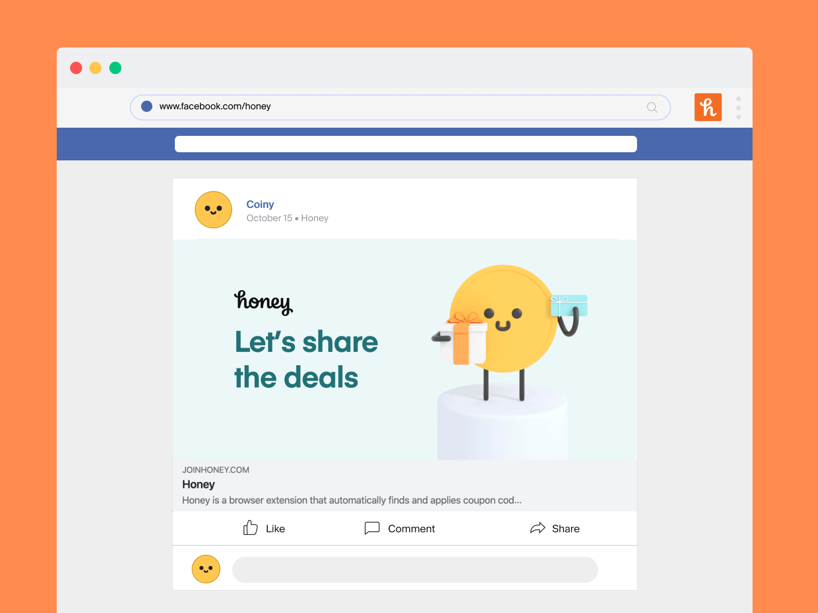 Refer friends, get rewarded - Social Media Thumbnail coiny design honey invite money referral savings