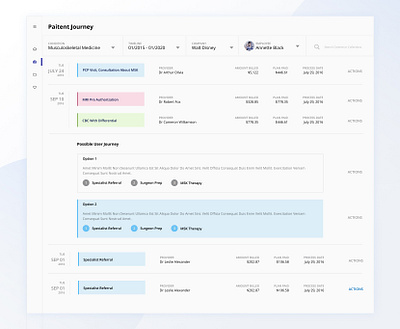 Patient Journey calendar dashboard path timeline