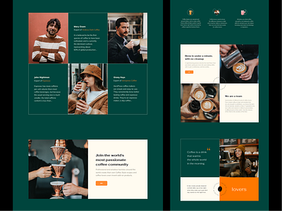 Coffee Lovers Website Concept branding brown coffee design graphic design green landing typography ui website