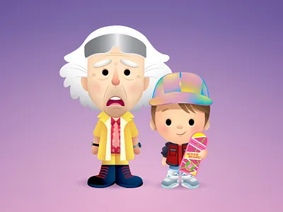 Marty and Doc adobe illustrator character design cute illustration jerrod maruyama jmaruyama kawaii vector