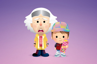 Marty and Doc adobe illustrator character design cute illustration jerrod maruyama jmaruyama kawaii vector