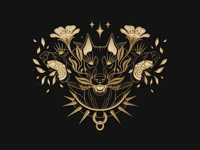 Hell Hounds cerberus digital art dog drawing fantasy gold gold fever greek mythology hellhound illustration illustrator line drawing lineart linework mythology procreate