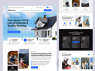 Roofing Repair Service Website Design american company construction home services landing landing page roofer roofing roofing landing page roofing website roofing website design rooftop website services uidesign uiux uxdesign web web design website