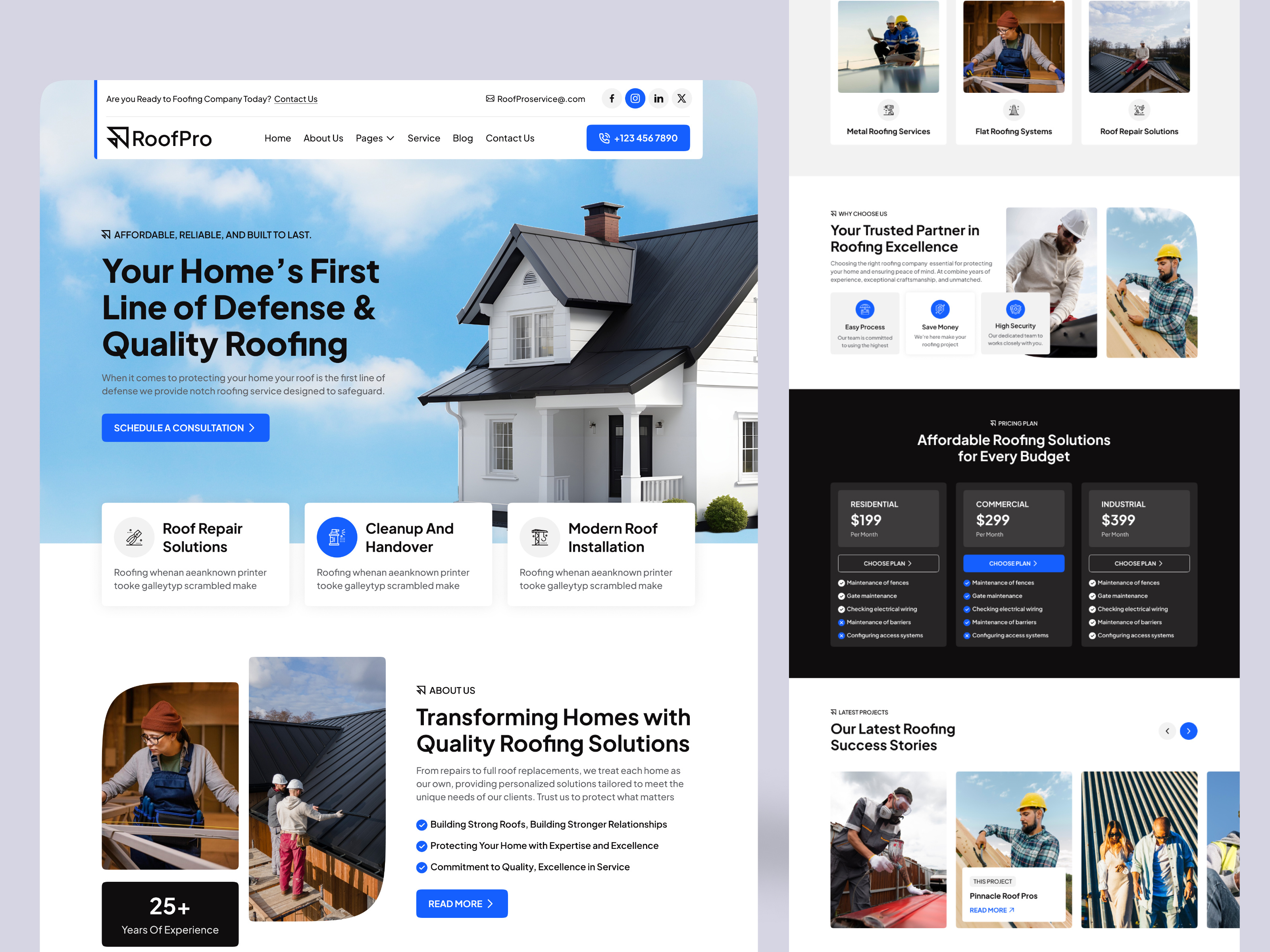 Example of Roofing, Plumbing, And Handyman Websites