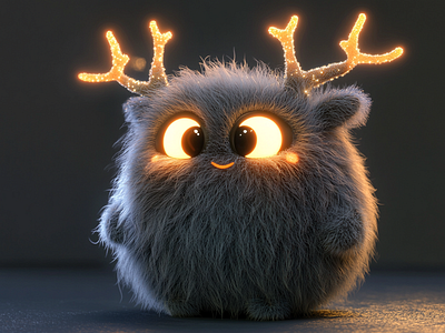 Fluffy Owl Spirit 3d modelling blender cgi character design glowing nocturnal r1n7t0xb