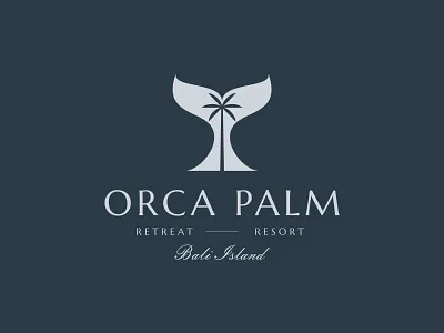 Orca Palm Identity beach holiday icon illustration island logo mark orca palm tree sea world symbol travel vector whale