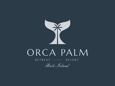 Orca Palm Identity beach holiday icon illustration island logo mark orca palm tree sea world symbol travel vector whale