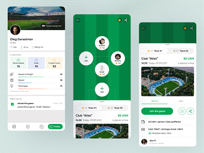 Team & Play app app design application football app interface mobile mobile app ui ux