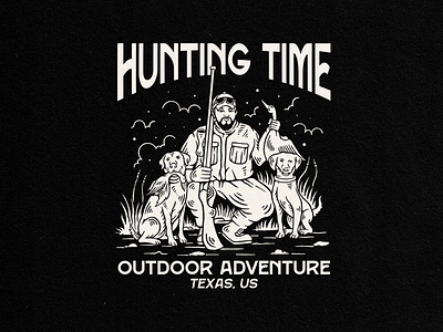 Hunting Time badge forest hunter illustration outdoor vintage vintage badge