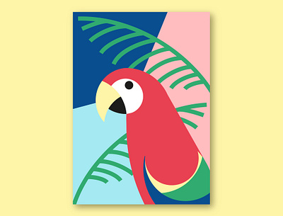 Tropical birds series : Scarlet macaw abstract bird flat illustration parrot tropical vector