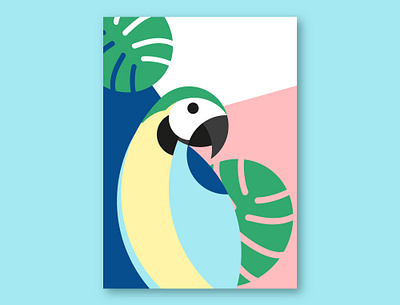 Tropical birds series: Blue-and-yellow macaw abstract bird flat geometric illustration macaw parrot simple tropical vector