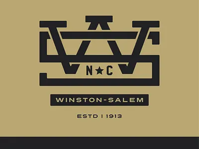 Winston-Salem NC Monogram badge gold gold and black graphic graphic tee illustrator logo nc north carolina tshirt winston salem wsnc