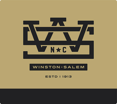 Winston-Salem NC Monogram badge gold gold and black graphic graphic tee illustrator logo nc north carolina tshirt winston salem wsnc