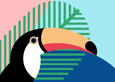 Tropical birds series: Toucan abstract bird design flat geometric illustration toucan tropical