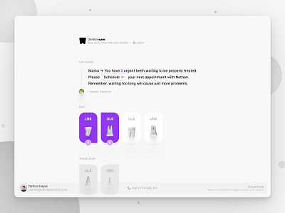 Dentist App - Dashboard dashboard dashboard ui dentist doctor grey health minimal dashboard teeth tooth ui ux ui ux design user experience user interface web app