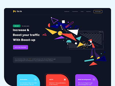 Digital UX Agency - Landing Page 2020 ui trends dark mode design digital agency digital art digital illustration illustration landing design landing page landing page design minimal design rahul kumar rkhd typography ui ux vector web development