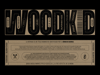WOODKID at Noches del Botánico 2021 - Ticket Design bold brutalist concert creative design graphic design maximalism modern music redesign ticket typography