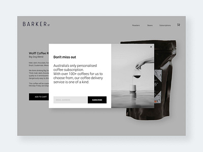 Pop-Up / Overlay black branding coffee dailyui dailyuichallenge design overlay pop up subscribe ui ux