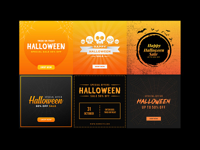 Halloween Sale Social Media Ads adobe stock digital products graphic resources halloween bash halloween design halloween flyer halloween party october orange orange is the new black shutterstock social media ads stock market stock vector template template design templates vector design vector graphic