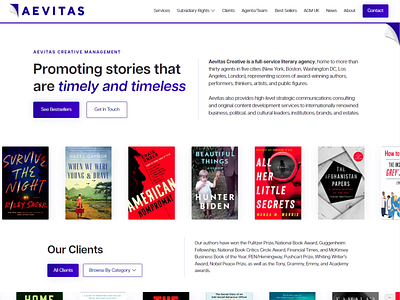 Aevitas Creative - NYC Literary Agency animation books gsap literary nyc publishing redesign web webflow