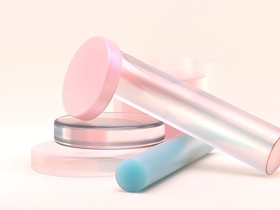 A pile of nothing 3d cinema4d illustration pastel color pink plastic specular