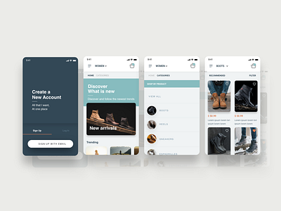 Shoes app app branding clean design homepage mobile app typography ui ux web