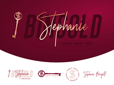 Stephanie Bingold Real Estate Logo Set key master key real estate real estate branding real estate logo red rose gold skeleton key