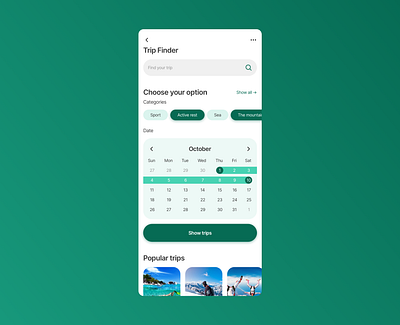Trip Finder App app design ios mobile trip ui