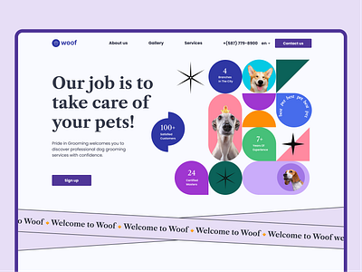 Pets Care Landing page branding design dog dogs graphic design landing pets typography ui website