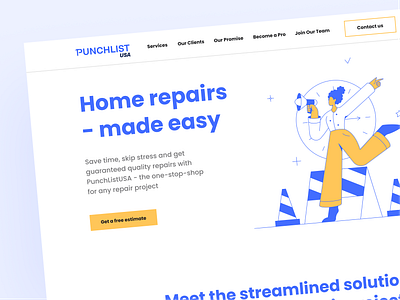 Home Repairs Website design graphic design landing realestate typography ui website