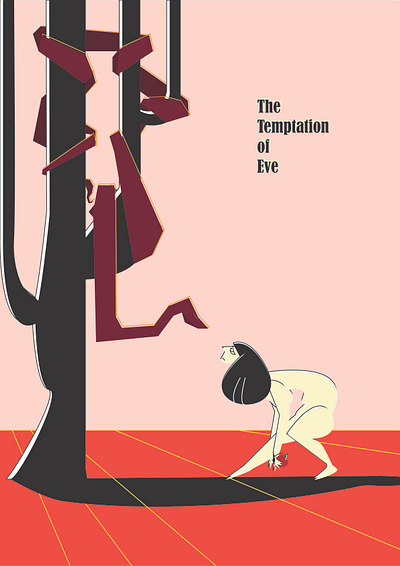 The Temptation of Eve flat illustration minimal vector