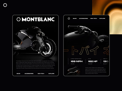 Montblanc - Motorcycle tablet concept design accessories animated animation bike design figma interaction minimal montblanc motion motion design motorcycle product ui uiux ux web design webdesign website website design