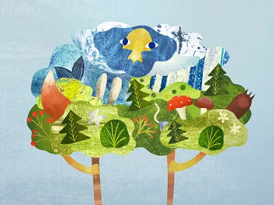 Forest spirit character forest illustration kids kidsillustration mixed media nature texture